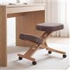 Mendler Sedia sgabello pouf posturale ergonomica con ruote altezza regolabile HWC-Q46 stoffa/tessuto (200 g/m²) legno - marrone