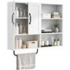 LIFEZEAL Mobiletto Bagno Sospeso a Due Sezioni, 77x14,5x64 cm, Bianco | Pensile da Parete con 2 Ante, Mensola Regolabile, Barra Appendiasciugamani, Salvaspazio per Bagno, Cucina e Soggiorno