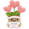 WITCOLOR Regalo per il 21° compleanno per donne e uomini, pianta a forma di cuore fatta a mano all'uncinetto con biglietto positivo, regalo divertente per migliore amica, fratello, sorella e compagni