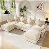 Yihomfy Divano ad Angolo Convertibile, 284 cm Divano Modulabile 4 Posti con Pouf e Braccioli Regolabili, Grande Divano a Forma di U, Rivestimento in Tessuto Chenille, Ideale per Soggiorno e