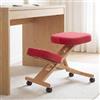 Mendler Sedia sgabello pouf posturale ergonomica con ruote altezza regolabile HWC-Q46 stoffa/tessuto (200 g/m²) legno - rosso