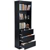 hitsuki Mobile Stretto Nero 60x32x180cm | Scaffale con 3 Cassetti per Ingresso Salotto Ufficio Contenitore Libreria Alta