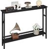 GarveeHome Tavolino Consolle Nero Slim Salvaspazio - 2 Ripiani Regolabili - Struttura Robusta in Metallo - Perfetto per Ingresso, Soggiorno, Dietro Divano - : Nero