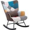 Matomn Sedia a Bascule du Salon, Sedia scandinava, Sedia camera | Materiale velotto, Max 150 kg, 86x67x91 cm, Facile da montare, Confortabile e morbido, Protezione del suolo, Marrone