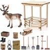 LTFIOON Kit Porta degli Elfi Natale, 16 Accessori Mini di Natale | con Renna, Slitta, Attrezzi da Giardino - Decorazione Natalizia per Camera dei Bambini, Set Decorazioni DIY per Natalizie