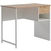 AVANTI TRENDSTORE -Roasio- Scrivania Moderna Quercia/Bianco 95x76x50cm | Struttura in Metallo e Legno Laminato, 1 Cassetto, 1 Vano Aperto