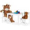 Relaxdays Set Tavolino e Sedie, Tavolo con 2 Sedioline per Bambini, Moderno, Cameretta, Interno, in Legno MDF, bianco