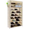 Relaxdays Scarpiera Salvaspazio, 9 Ripiani, 45 Scarpe, Rivestimento in Tessuto, Portascarpe, 161 x 88 x 30 cm, Beige