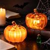 DAZZTIME Zucca di Halloween,2 Pezzi Lanterne di Zucca,Decorazione Autunnale a Forma | Zucca con Illuminazione a LED,Zucche Decorazioni di Halloween,Decor Luci LED,per Halloween,Carnevale,Carnevali e Feste a Tema