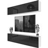 B BELINI GROUP Belini Milano 6 Parete Attrezzata Mobile TV 200cm Nero Lucido | Parete attrezzata per soggiorno, mobile TV moderno, spazio di archiviazione pratico