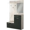 milani home - scarpiera slim 3 ante a ribalta con specchio, effetto legno chiaro e antracite, 120 x 29 x 180 cm
