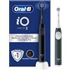 Oral-B iO 2, 2 Spazzolini Elettrici, 2 Testina di Ricambio, Nero e Verde | 2 Testine di Ricambio per Spazzolino Elettrico Ricaricabile, Custodia da Viaggio, Sensore di Pressione, Pulizia Denti