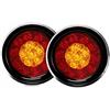Generico Fanali Posteriori Bicolore A 16 LED - Fanali Posteriori Rotondi Con Anello In Goma, Illuminazione Di Segnalazione Per Camion | Indicatori Luminosi Del Freno Di Arresto E Di Svolta Impermeabili