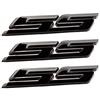 Generic 3 adesivi per auto con emblemi SS universali, adatti per tutte le auto, lato posteriore e bagagliaio (nero opaco)