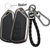 Rondrive Custodia per chiave auto, compatibile con VW Tiguan Tayron Golf 8 8.5 ID.3 2024 2025 2026 lega di zinco + custodia portachiavi in pelle 3 tasti nero