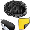 HORREX Coprisella Scooter Pelle Buona Elasticità Copri Sella Moto Nero (M) | Coprisella Scooter con Fascia Elastica Impermeabile Protezione Solare, 88 x 60 CM, Include Panno per Lavare L'Auto