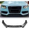 KUBYMOTO Spoiler paraurti anteriore per Audi A4 S4 B8 S-Line 2009-2012 nero lucido effetto fibra di carbonio