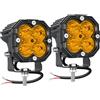 Willpower Faro LED Trattore 7cm 40W Faretto LED Luci di Lavoro Auto | 2PCS Fendinebbia LED 3, Giallo 3500K, Spot, Impermeabile IP67, per 4x4 Barca Camion Agricolo Fuoristrada