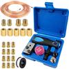 Feegela Strumento Bordatura Tubi Freni DIN 4,75mm,Kit Universale | Con 7,62m Tubo Freno, 16 Raccordi, 5 Connettori & Nastro PTFE - Attrezzo per Impianti Frenanti e Idraulici