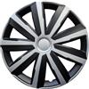 TOP DRIVE Copricerchi ABS Drift Silver/Black 16 in Materiale ABS di Alta Qualità con Verniciatura ad Acqua Antifurto Facili da Montare Confezione da 4 Pezzi