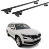 OMAC Barre Portatutto Alluminio TÜV geprüft per Skoda Kodiaq I 2016-2024 - per Rail Tetto Standard - T Nut - Max 90 kg - 2 Schlösser Nero