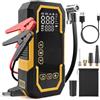 Hingue Avviatore di emergenza per auto, con compressore, 150 PSI, batteria da 8000 mAh, per tutti i motori a benzina e diesel fino a 12 l, portatile con luce LED, cavi di avviamento, display LCD