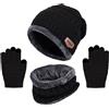 Kfnire Bambini Cappello a Maglia Sciarpa Circolaree Guanti Schermo Touch - Spessa Fodera in Caldo Pile 3PCs Set Termico Invernale per Ragazzi Ragazze