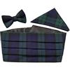 Great British Tie Club Black Watch Tartan Plain Cummerbund Set (include papillon & Hanky)