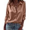 Zeagoo Camicia da Donna in Raso Maniche Lunghe Elegante Blusa da Lavoro | Camicetta in Seta, Scollo a V Blusa con Bottoni , Maglietta Basic in Raso, per Business Ufficio Feste