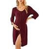 KOJOOIN Camicia da Notte da Donna Camicia da Notte per Allattamento Camicia da Notte a 3/4 Maniche Camicia da Notte Premaman in Cotone con abbottonatura Completa Camicia da Notte