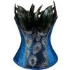 Josamogre Donna Bustino Corsetto Sexy Donna con Ornamento di Piume di Pavone Arte Ricamo Burlesque Taglie Forti Nero S