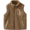 ANIMQUE Bambini Piccoli Pile Polare Gilet Addensare Bambini Colletto Rialzato Zip Smanicato Giacca Genitore-Figlio Autunno Inverno Top Capispalla con Tasche, Marrone 120