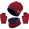 Kfnire Bambini Cappello a Maglia Sciarpa Circolaree Guanti Schermo Touch - Spessa Fodera in Caldo Pile 3PCs Set Termico Invernale per Ragazzi Ragazze