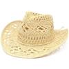 KABAKE Cappello di paglia a tesa larga da uomo e donna estivo da cowboy cowgirl cappello di paglia modellabile scava fuori tessuto arrotolabile cappello da sole da spiaggia