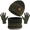 TAGVO 3in1 Inverno Berretto Scaldacollo Guanti Set,Ultra Morbido Elastico Addensare Caldo Pile Fodera Cappello In Maglia Berretto Sciarpa,3 Dita Guanti Touch Screen,Coordinati invernali da Uomo Donna
