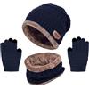 Kfnire Bambini Cappello a Maglia Sciarpa Circolaree Guanti Schermo Touch - Spessa Fodera in Caldo Pile 3PCs Set Termico Invernale per Ragazzi Ragazze