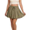 Moomaya Minigonna da donna in cotone a bolle | Vita alta elastica con coulisse | Gonna corta con orlo a palloncino per l'estate