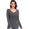YARRCO Top termico da donna a manica lunga con scollo a V intimo termico sotto maglione termico t-shirt in pile