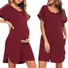iClosam Camicia da Notte Donna Premaman Cotone con Bottoni Allattamento | Tessuto Morbido, Leggera Elasticità, Scollo a V, Bottoni Frontali, Taglio Sciolto, Gravidanza Parto Casa Ospedale
