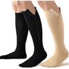 Owcorowan - 2 paia di calze a compressione con cerniera, 15-20 mmHg, a punta chiusa, per uomo e donna