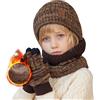 Kfnire Bambini Cappello a Maglia Sciarpa Circolaree Guanti Schermo Touch - Spessa Fodera in Caldo Pile 3PCs Set Termico Invernale per Ragazzi Ragazze