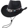 MYKAGS Classico cappello unisex da cowboy per uomini e donne, cappello in denim solido con decorazione a testa toro vintage, stile jazz, cappello da cowboy per adulti, perfetto per ogni avventura da cowboy