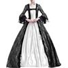 KHIRVWL Abito Gotico Medievale Corte Donna Maniche Lunghe Scollo Quadrato Abito Gotico Rinascimentale Solido Gonna a Volant in Rete Vintage Elegante Vestiti da Sera da Cocktail Cosplay Festa di Halloween