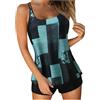 Generisch Costumi da bagno tankini da donna 2024 Estate Costumi da bagno in due pezzi Stampa Sling Swim Canottiera con pantaloncini Costumi da spiaggia