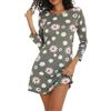 MIA LUCCE Camicia da notte da donna a maniche lunghe, con stampa a cartoni animati, morbida biancheria da notte per abito da salotto