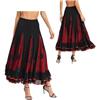 WDSBZNB Flamenco Vestito Gonna a ruota da donna, costume classico for ballo di flamenco, valzer spagnolo, sala, orlo a balze, fiori e paillettes, gonne lunghe