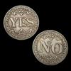 Generic Moneta double-face Yes No Decision in ferro grigio argento anticato ornato floreale souvenir fortunato per scrivania, giochi, viaggi, 1 pezzo