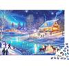 6N2X9A4S Chalet innevato notte d'inverno Puzzle 1000 Pezzi Carta Puzzle per Adulti Paesaggio Invernale Relax Decorazione Casa Regalo Famiglia 38x26cm/1000pcs