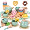 UBBOY Set da tè di Legno per Bambini,Set da tè per Bambini,Set da tè Giocattoli | Set da Tè in Legno,Accessori Cucina Giocattolo,Servizio da tè Gioco di Imitazione,Regalo per Bambini Bambina 3 4 5 6 Anni