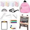 Epokus 14 Pezzi Miniatura Bambola Scuola Set, 1:12 Accessori Bambole in Miniatura, Miniature Oggetti per la fai da te Casa Delle Bambole Accessori, Libri Zaino Lavagna Occhiali Appunti Righelli Pastello